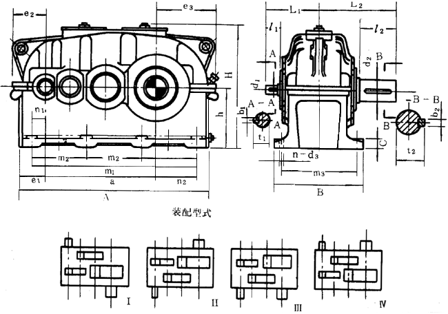 圓柱齒輪減速器型式與尺寸