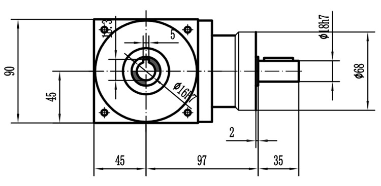 HDA09系列換向器：HDA09-2：1-E外形安裝尺寸圖2